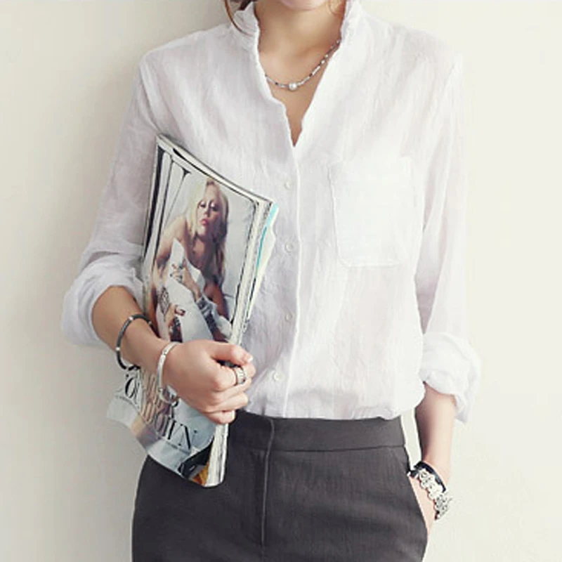 Womens Tops Fashion 2021 autumn Linen Shirt Women Long Sleeve Blouse Woman Clothes female, White,sky blue,light gray
Womens Tops Fashion 2021 autumn Linen Shirt Women Long Sleeve Blouse Woman Clothes female, White,sky blue,light gray