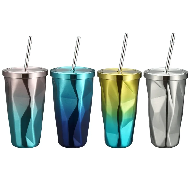 Creative gradient stainless steel coffee cup double-layer vacuum mug outdoor portable straw cup, Customized color acceptable
Creative gradient stainless steel coffee cup double-layer vacuum mug outdoor portable straw cup, Customized color acceptable