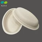 Food grade oval shape biodegradable disposable paper salad bowl,Oval sugarcane bagasse paper plate for noodles
