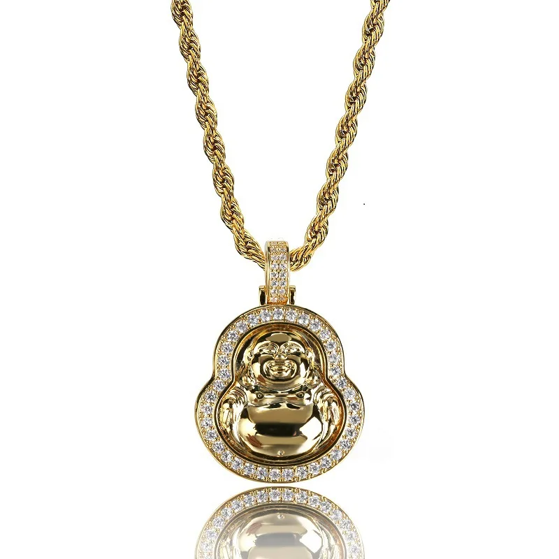 Hip Hop Men's Buddha Pendant Necklace Gold/Silver Color Plated Micro CZ Stones Pendants Necklaces For Gift
Hip Hop Men's Buddha Pendant Necklace Gold/Silver Color Plated Micro CZ Stones Pendants Necklaces For Gift