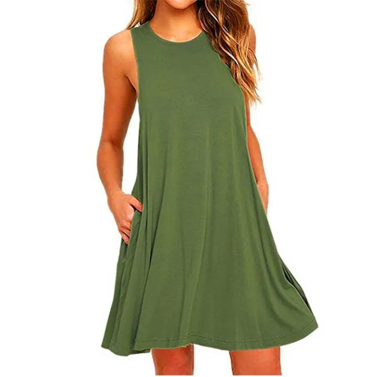 2021 new summer round neck solid color loose sleeveless halter dress plus size dress women's clothing, 9 colors
2021 new summer round neck solid color loose sleeveless halter dress plus size dress women's clothing, 9 colors