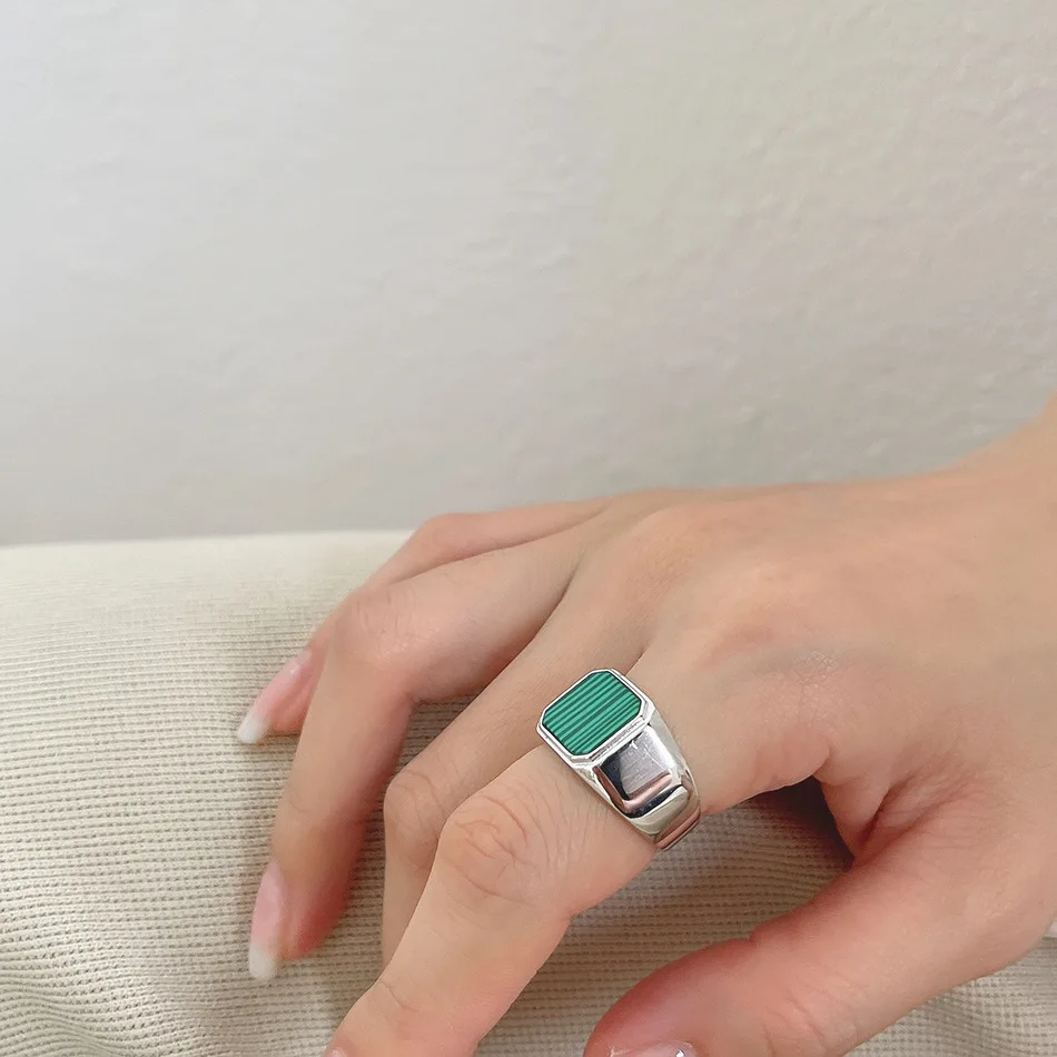 Hot Sale 925 Sterling Silver Geometric Turquoise Ring Green Square Open Ring For Women
Hot Sale 925 Sterling Silver Geometric Turquoise Ring Green Square Open Ring For Women
