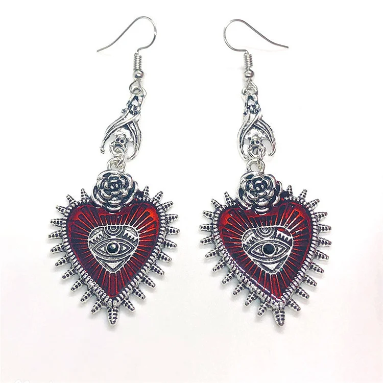 Vintage Jewelry Punk Devil Eye Black Rose Heart Shape Hoop Earrings for Girl Lady Gift
Vintage Jewelry Punk Devil Eye Black Rose Heart Shape Hoop Earrings for Girl Lady Gift
