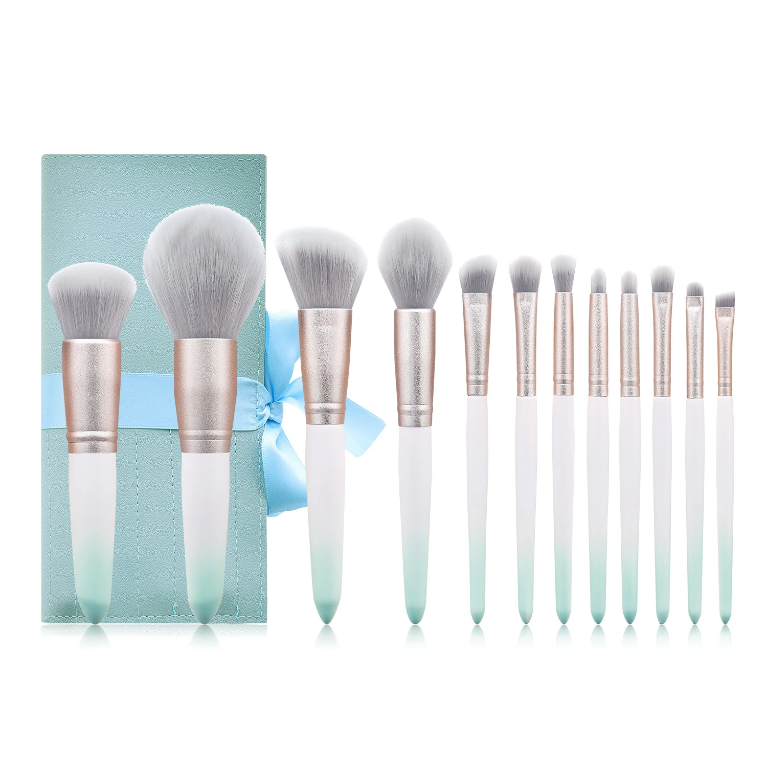 White Gradient Green Handle Makeup Brush Set 12pcs Wood Handle Makeup Brushes Profesional Make Up Brush With Pu Bag
White Gradient Green Handle Makeup Brush Set 12pcs Wood Handle Makeup Brushes Profesional Make Up Brush With Pu Bag