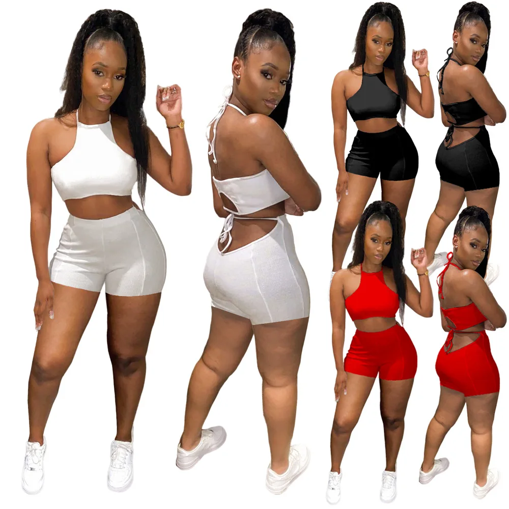 DropShipping Halter Bandage Crop Top Shorts Sexy Outfits Summer Custom Logo Women 2 Piece Shorts Sets, 3 colors
DropShipping Halter Bandage Crop Top Shorts Sexy Outfits Summer Custom Logo Women 2 Piece Shorts Sets, 3 colors