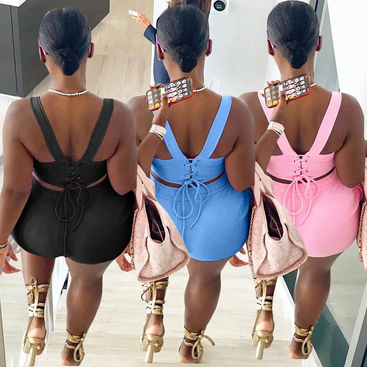 Streetwear Two Pieces Sets for Women Drawstring Shorts Suits Summer Female Camis Crop Tops+BACK Lace-up 2 Piece Shorts Outfit, Pink, black, light blue
Streetwear Two Pieces Sets for Women Drawstring Shorts Suits Summer Female Camis Crop Tops+BACK Lace-up 2 Piece Shorts Outfit, Pink, black, light blue