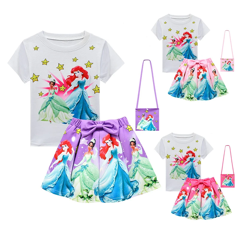Wholesale summer white short sleeve mermaid princess print skirts 3 piece toddler girls clothing sets, As picture show
Wholesale summer white short sleeve mermaid princess print skirts 3 piece toddler girls clothing sets, As picture show