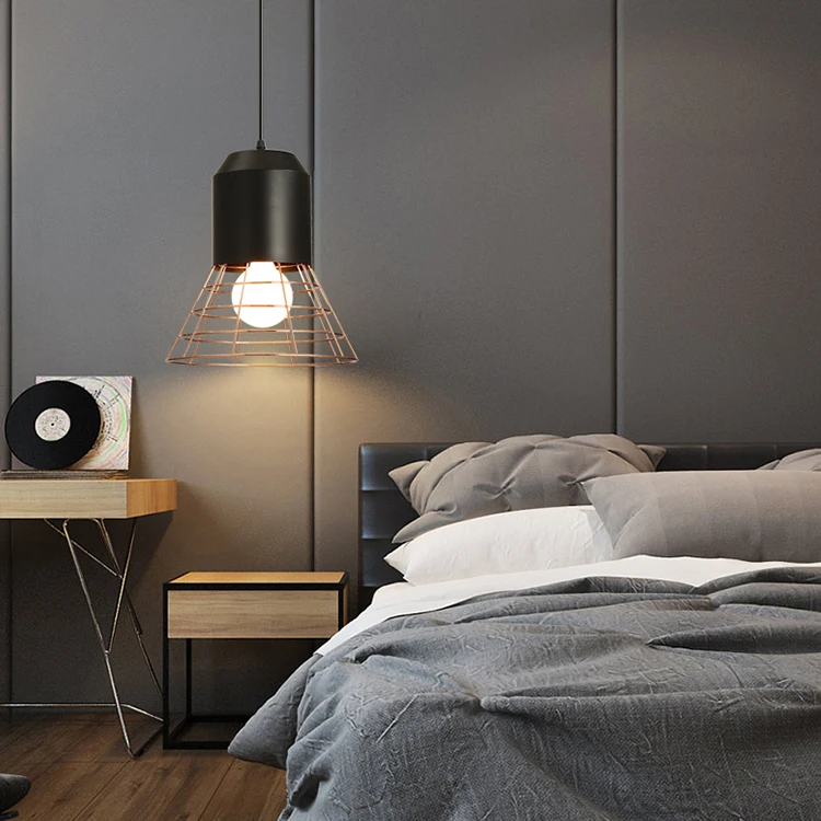 Factory sale pendant lamp modern style metal iron cage E27 restaurant hanging lighting badminton shape bar pendant light