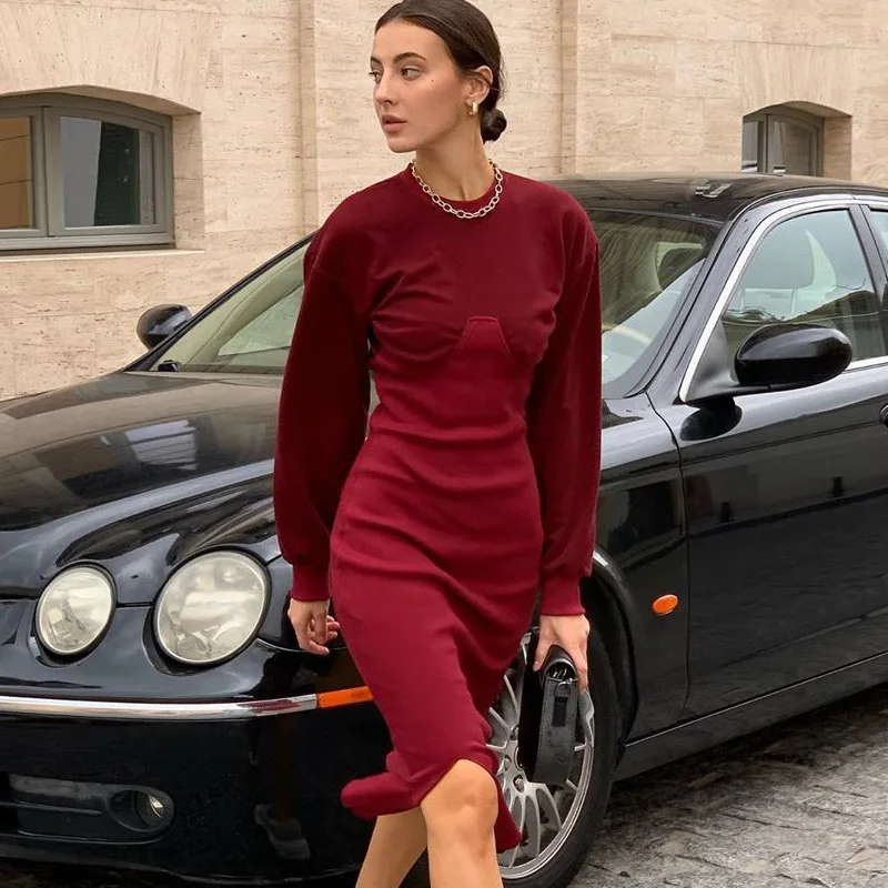 2020 Winter Women Fashion Sexy Stitching Tight-Fitting Long-Sleeved Round Neck Dress Women In Dress Split
2020 Winter Women Fashion Sexy Stitching Tight-Fitting Long-Sleeved Round Neck Dress Women In Dress Split