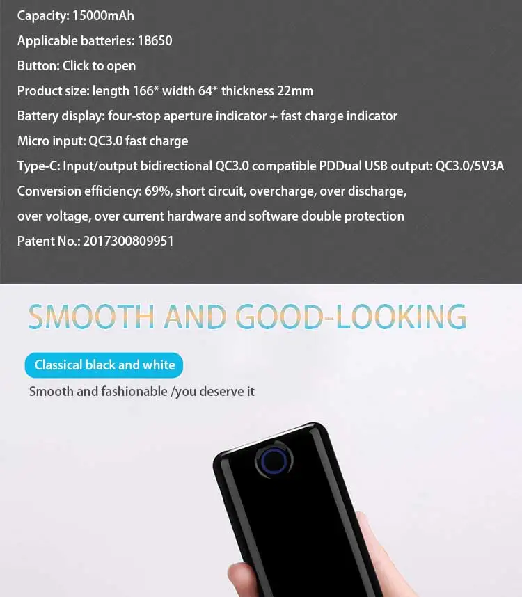 New Product 15000mAh Type C PD QC3.0 Power Bank Micro USB Dual Inputs Factory OEM Power Bank 18650 Battery Portable Charger - ANKUX.COM