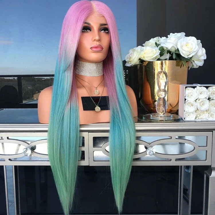Pink Blue Light Green Rainbow Color Wigs Human Hair Virgin Brazilian Lace Front Wigs Middle Part Natural Hairline
Pink Blue Light Green Rainbow Color Wigs Human Hair Virgin Brazilian Lace Front Wigs Middle Part Natural Hairline