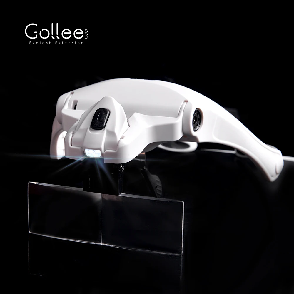 Gollee Professional หัวสวมใส่ Lash โคมไฟแว่นขยายแว่นขยายแว่นตาสำหรับ Eyelash Extension แว่นขยาย