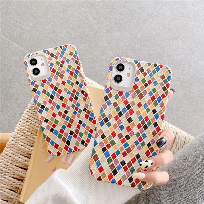 INS Braided diamond colored leather silicone soft hard phone case for iphone 11 Pro 7 8 plus X XS XR MAX SE 2020 back cover
INS Braided diamond colored leather silicone soft hard phone case for iphone 11 Pro 7 8 plus X XS XR MAX SE 2020 back cover
