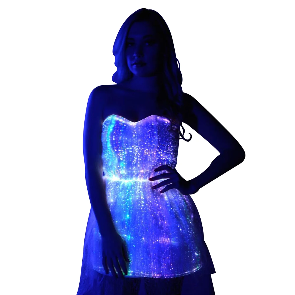 Fashion Luminous fiber optic clothing luminous led light up girl party dance costumes 
Fashion Luminous fiber optic clothing luminous led light up girl party dance costumes