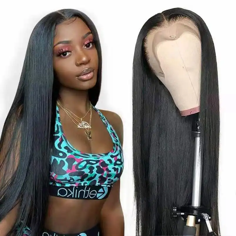 

150% density 4x4 closure wig bone straight woman hair virgin brazilian wig preplucked bleached knots human hair lace front wigs