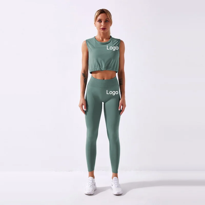Nylon Seamless Sports Hot Sale Fitness Drawstring Top Trousers Two Piece Female Yoga Suit, As picture
Nylon Seamless Sports Hot Sale Fitness Drawstring Top Trousers Two Piece Female Yoga Suit, As picture