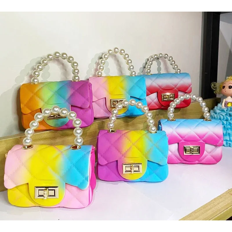 Latest Arrival Mini Pearl Handbag Chain Crossbody Bag Candy Rainbow PVC Small Coin Purse Jelly HandBag For Girl, Custom colors
Latest Arrival Mini Pearl Handbag Chain Crossbody Bag Candy Rainbow PVC Small Coin Purse Jelly HandBag For Girl, Custom colors