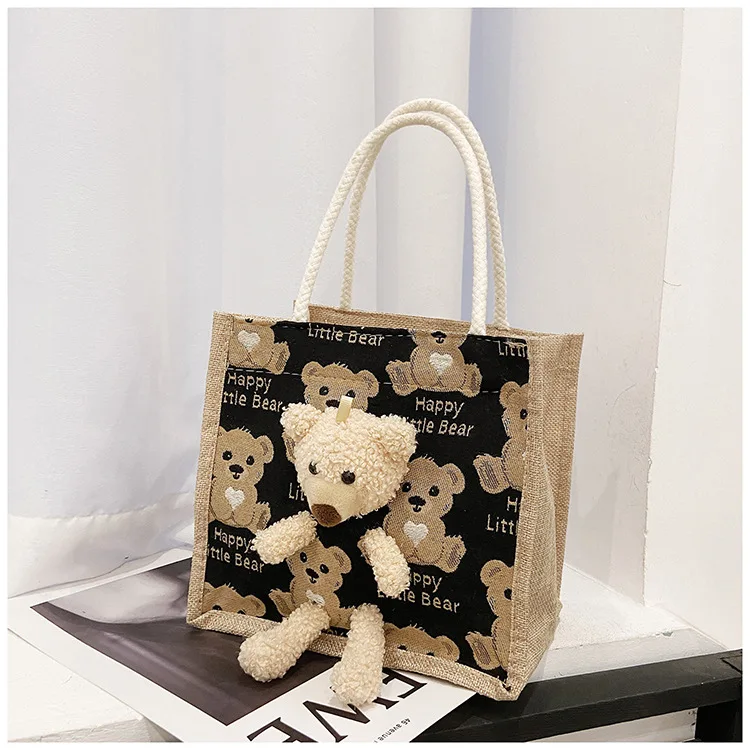 Customize Cute Little Bear Linen Tote Handbag Versatile One Shoulder Bag Jute Eco Friendly Tote Bag
Customize Cute Little Bear Linen Tote Handbag Versatile One Shoulder Bag Jute Eco Friendly Tote Bag