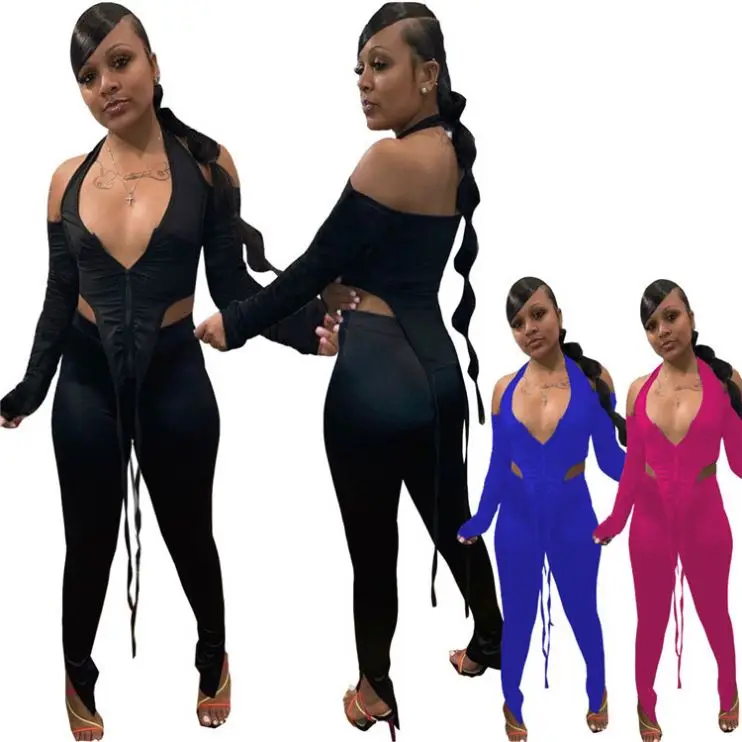 Lastest Design Deep V Neck Halter Sexy Woman New Popular 2 Piece Set Women Clothing 2021 Two Piece Pants Set
Lastest Design Deep V Neck Halter Sexy Woman New Popular 2 Piece Set Women Clothing 2021 Two Piece Pants Set