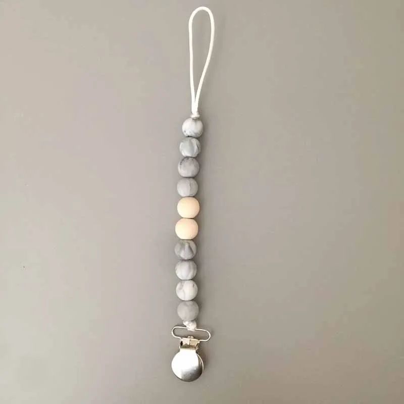 New Design Infant Silicone Beads Anti-drop Pacifier Clip Metal Nipple Holder Dummy Chain
New Design Infant Silicone Beads Anti-drop Pacifier Clip Metal Nipple Holder Dummy Chain