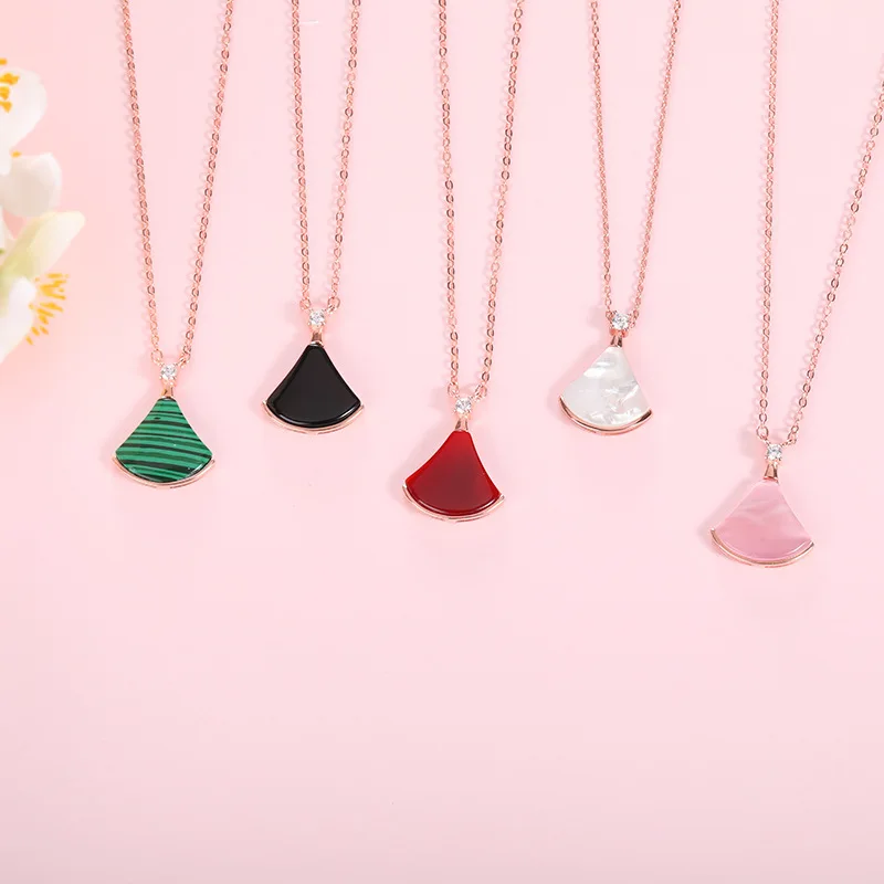Wholesale high quality sterling silver 925 women multi color luxury fashion dainty diamond skirt shell women charm fan necklace
Wholesale high quality sterling silver 925 women multi color luxury fashion dainty diamond skirt shell women charm fan necklace