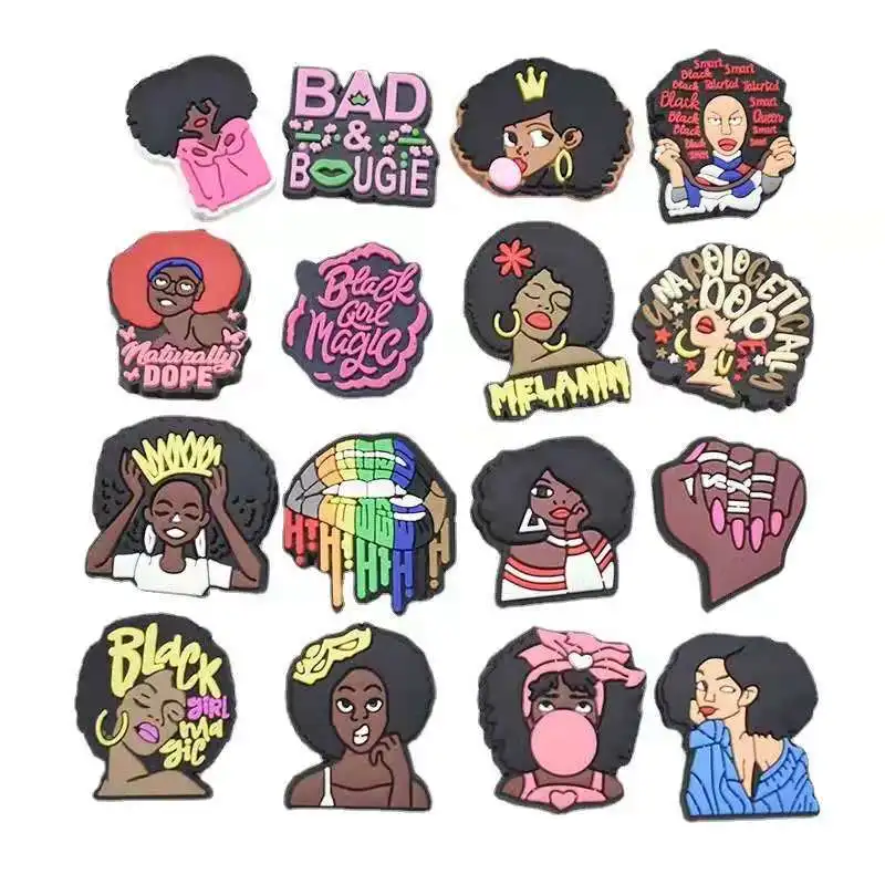 Black girl magic croc charms new fashion clog shoe charms decoration for clog shoes
Black girl magic croc charms new fashion clog shoe charms decoration for clog shoes