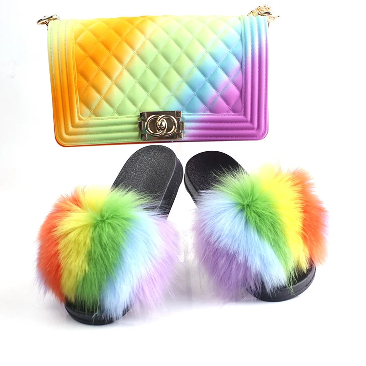 Girls Fox Fur Slippers Fluffy Furry Fur Slides Child Rainbow Jelly Bags Pearl Chain Handbag Cute Fur Shoes Bag Set, Light brown, dark brown, white pink purple
Girls Fox Fur Slippers Fluffy Furry Fur Slides Child Rainbow Jelly Bags Pearl Chain Handbag Cute Fur Shoes Bag Set, Light brown, dark brown, white pink purple