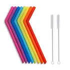 Silicone Bubble Tea Folding Boba Rubber Collapsible Reusable Drinking Straw With Case