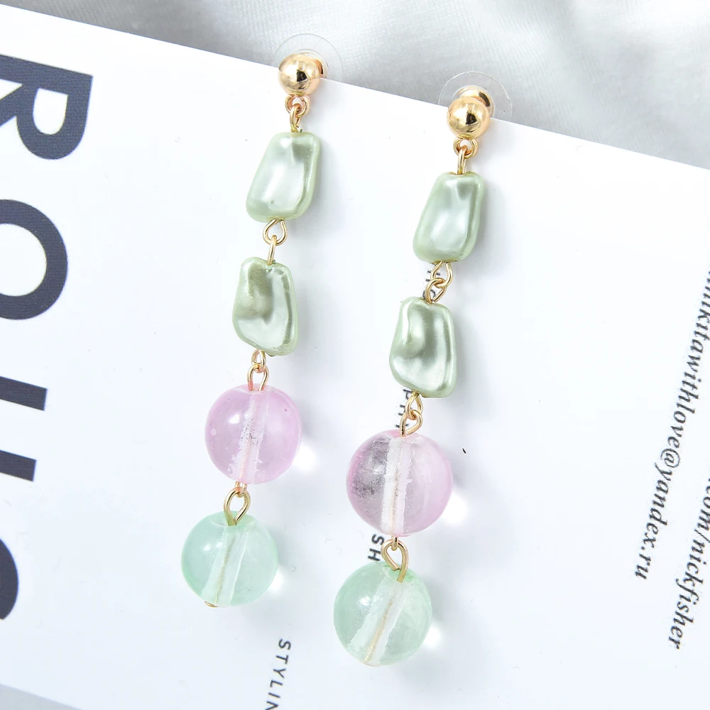 New Jewelry Vintage Green Pink Liuli Gold Plated Pearl Long Drop Earrings, Multi
New Jewelry Vintage Green Pink Liuli Gold Plated Pearl Long Drop Earrings, Multi