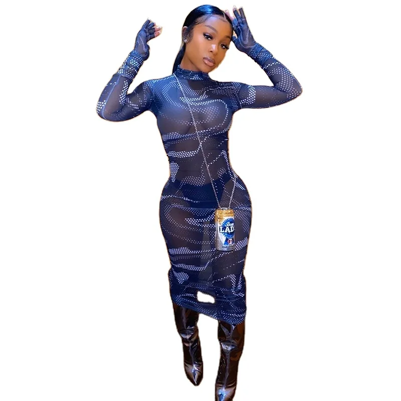 2020 New Design Mesh See Through Sexy Hot Maxi Dress Women Long Sleeve Party Clubwear Print Hollow Out Bodycon Dresses
2020 New Design Mesh See Through Sexy Hot Maxi Dress Women Long Sleeve Party Clubwear Print Hollow Out Bodycon Dresses