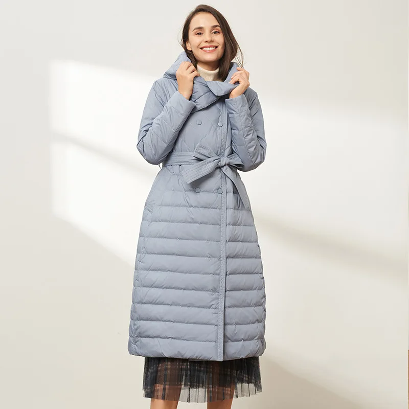 New Fashion Puffy Collar Casual Winter Comfortable Slim Long Coat Woman Belted Hooded Padded Long Goose Down Coat Outwear
New Fashion Puffy Collar Casual Winter Comfortable Slim Long Coat Woman Belted Hooded Padded Long Goose Down Coat Outwear