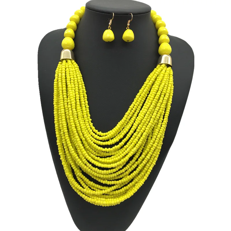 Fashion Costume Multi-Layer Acrylic Seed beads Necklace And Earing Statement African Traditional Choker Jewelry Sets Women
Fashion Costume Multi-Layer Acrylic Seed beads Necklace And Earing Statement African Traditional Choker Jewelry Sets Women