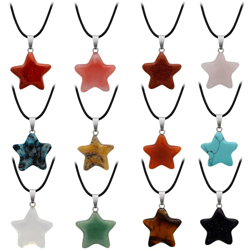 Natural Stone Hand-carved Pentagram Pendant Necklace For Women And Men Crystal Raw Stone Star Necklace Gemstone Jewelry
Natural Stone Hand-carved Pentagram Pendant Necklace For Women And Men Crystal Raw Stone Star Necklace Gemstone Jewelry