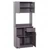 Free Standing Kitchen Pantry Storage Cabinet Dark Grey Wood Grain custom sideboard