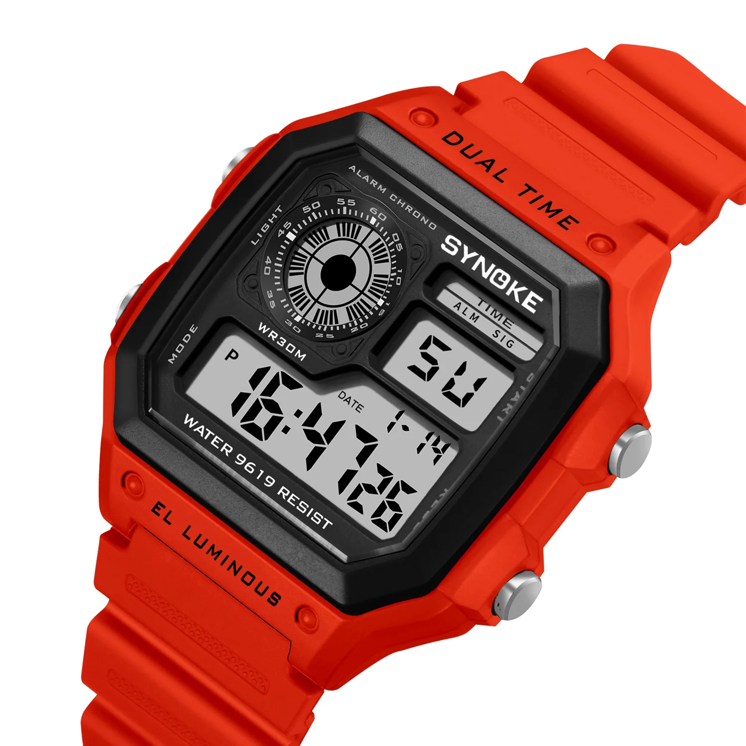 Top Fashion Men Wrist Watch Retro Square Digital Multifunction Clock Plastic 50M Waterproof SYNOKE 9619 Brand Dive Led Watch 202, 5 colors
Top Fashion Men Wrist Watch Retro Square Digital Multifunction Clock Plastic 50M Waterproof SYNOKE 9619 Brand Dive Led Watch 202, 5 colors