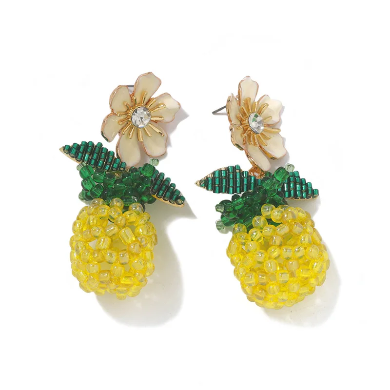 Summer versatile fruit earrings hand-woven beaded pineapple and pineapple drop earrings, The picture color
Summer versatile fruit earrings hand-woven beaded pineapple and pineapple drop earrings, The picture color
