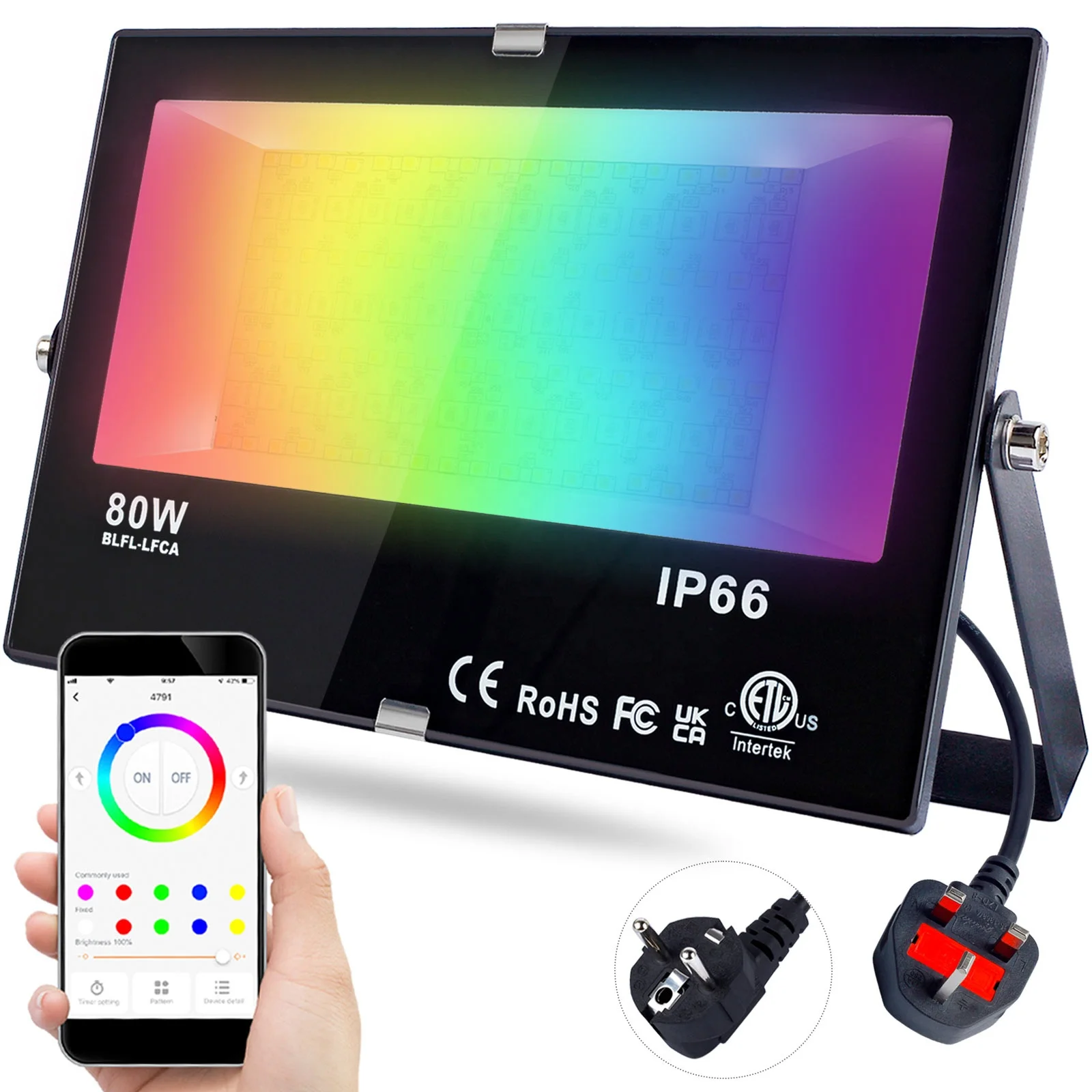 DUSKTEC IP66 Outdoor 80W 8000LM Smart RGB Flood Lights APP Control Multi Colour Warm White LED Floodlight
DUSKTEC IP66 Outdoor 80W 8000LM Smart RGB Flood Lights APP Control Multi Colour Warm White LED Floodlight