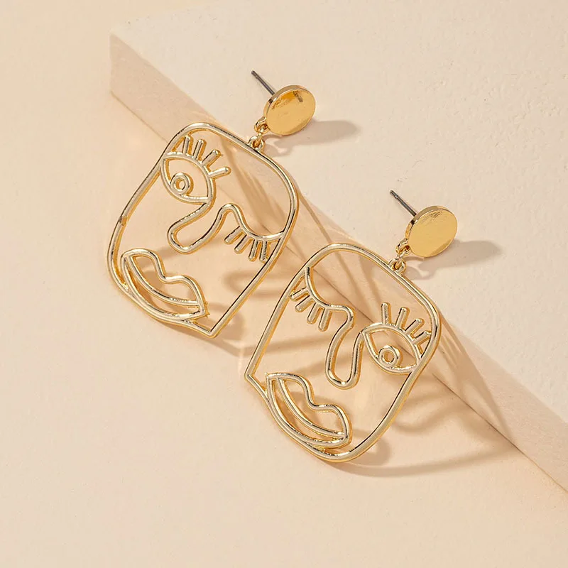 Trendy Vintage Abstract Human Face Earring Metal Hollow Geometric Drop Earring Unique Design Women Party Jewelry
Trendy Vintage Abstract Human Face Earring Metal Hollow Geometric Drop Earring Unique Design Women Party Jewelry
