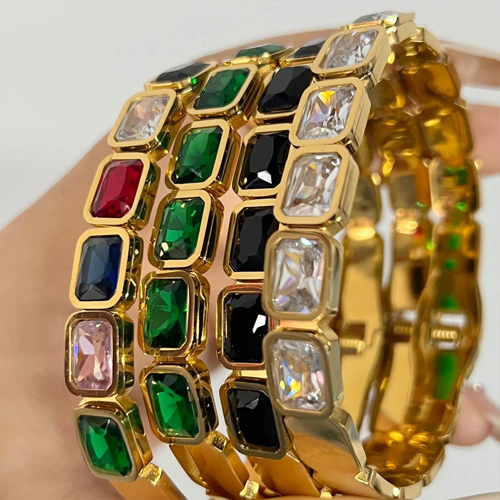 Ins Fashion Jewelry Stainless Steel Gold Plated Zircon Stone Classic Cuff Bracelet Bangle For Women
Ins Fashion Jewelry Stainless Steel Gold Plated Zircon Stone Classic Cuff Bracelet Bangle For Women