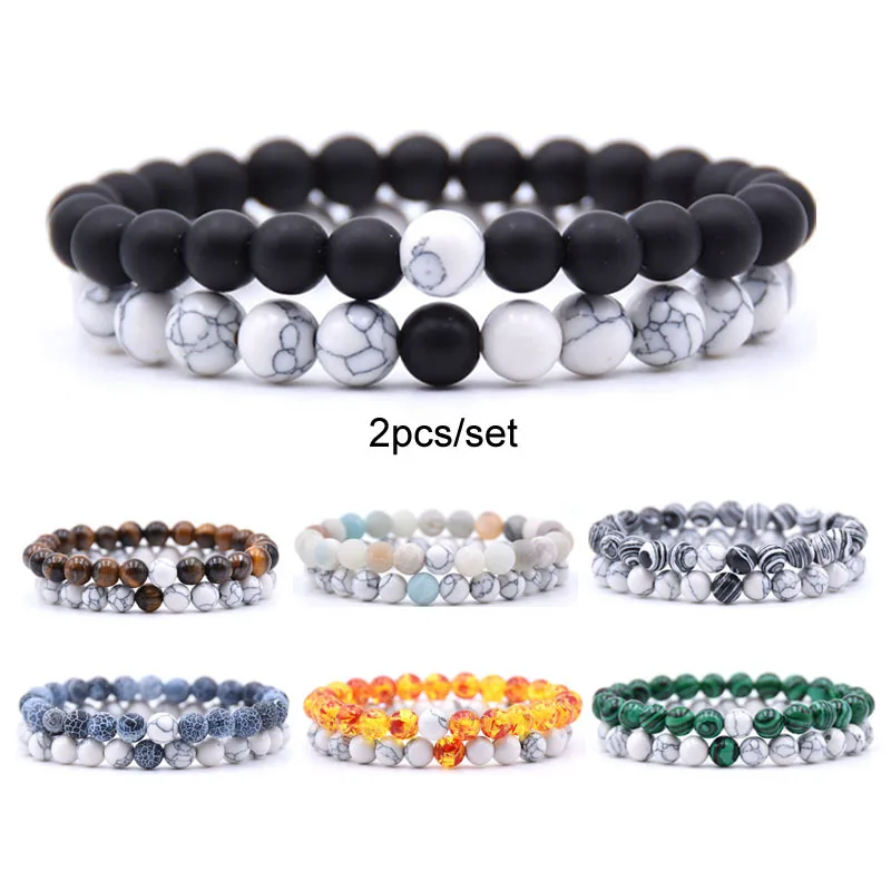 12 Colors 2pcs/set Stone Beaded Couple Bracelets 8mm Natural Stone Women&Men Bracelets Homme Jewelry
12 Colors 2pcs/set Stone Beaded Couple Bracelets 8mm Natural Stone Women&Men Bracelets Homme Jewelry