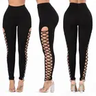 new design Fashion Sportswear female fitness women leggings wholesale black slit sexy sport fitness pants