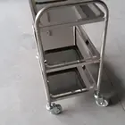 Three deck aluminum cart with castor,small metal trolley with platforms
