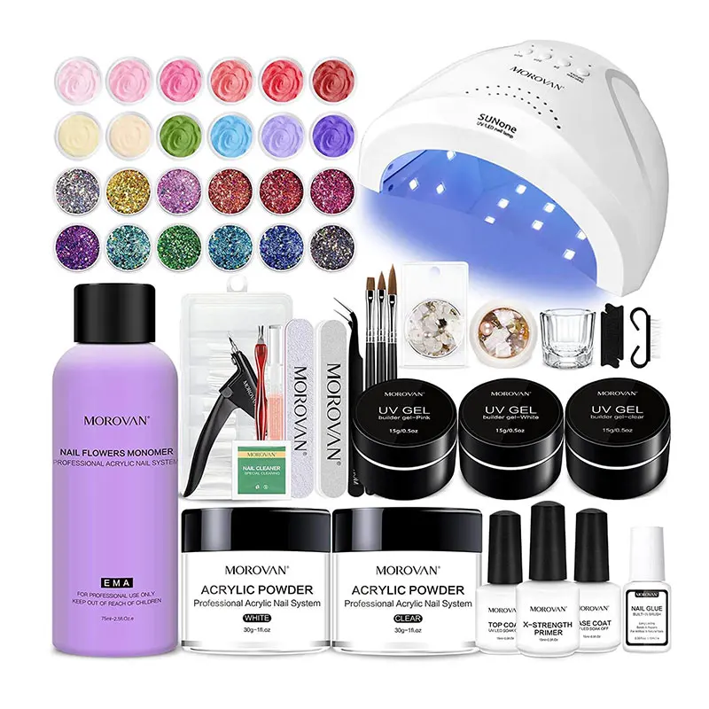 MOROVAN Factory price wholesale private label poly nail kits full set with uv gel and acrylic powder
MOROVAN Factory price wholesale private label poly nail kits full set with uv gel and acrylic powder