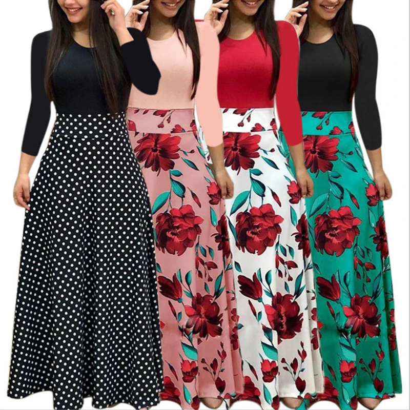 Elegant Casual Fashion Sexy Ladies O-neck Long Sleeve Women Dresses Maxi Floral Print Dress Kleid Vestido De Dam, Custom
Elegant Casual Fashion Sexy Ladies O-neck Long Sleeve Women Dresses Maxi Floral Print Dress Kleid Vestido De Dam, Custom