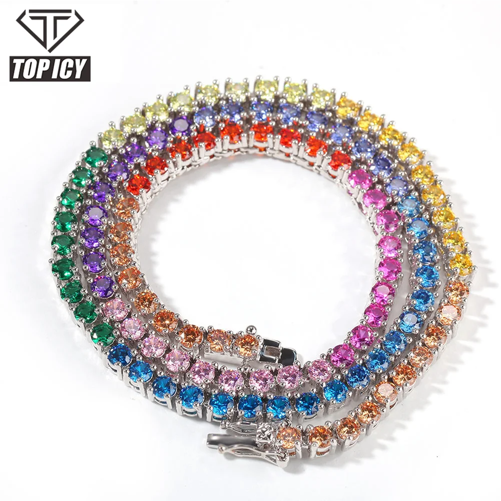 2021 Fashion Hip Hop White Gold/ Gold Plated Rainbow Color Diamond Tennis Chain 4mm Iced Out Link Tennis Chain Necklace
2021 Fashion Hip Hop White Gold/ Gold Plated Rainbow Color Diamond Tennis Chain 4mm Iced Out Link Tennis Chain Necklace