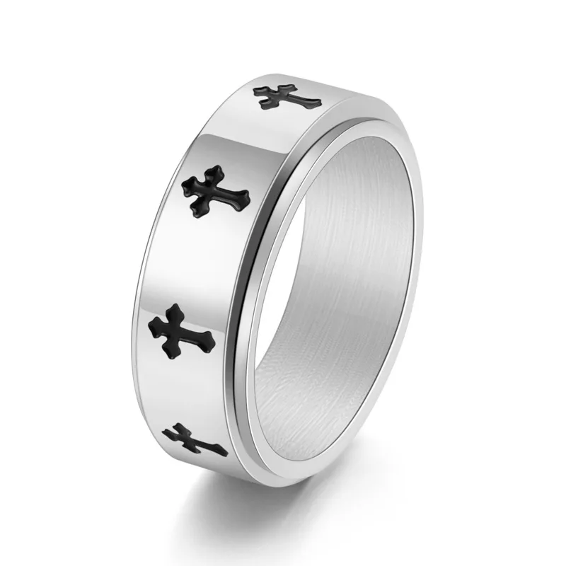 new personality simple cross rotatable stainless steel men's smooth black fashion ring
new personality simple cross rotatable stainless steel men's smooth black fashion ring