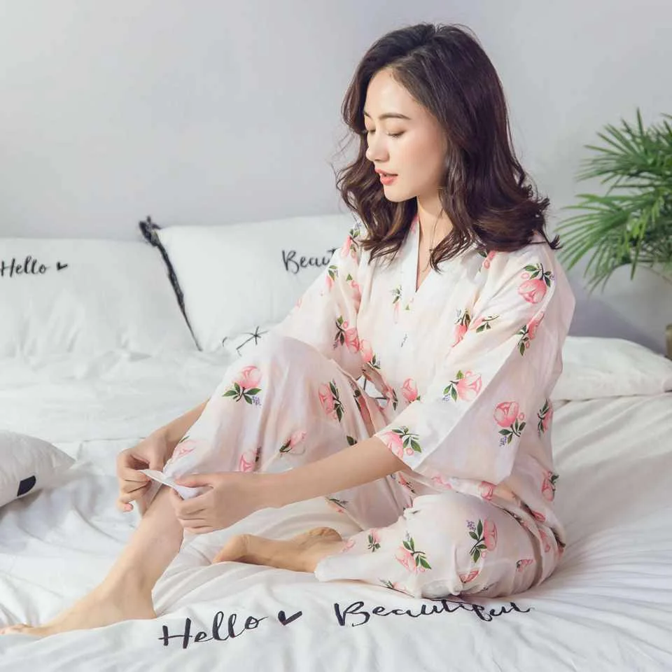 Women's Sleepwear Women Pajamas Sets Womens Floral 2 Piece Cotton Pajama Set Clothing Wholesale
Women's Sleepwear Women Pajamas Sets Womens Floral 2 Piece Cotton Pajama Set Clothing Wholesale