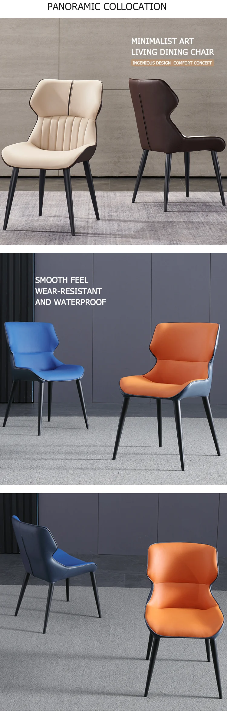 Wholesale luxury modern chesterfield linen hotel iron frame genuine leather dining chair sale