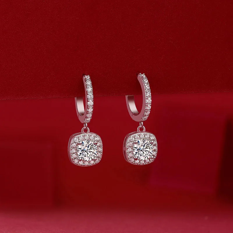 

D Color Wedding Diamond Moissanite Earrings For Women With GRA Certificate 925 Sterling Silver Hoop Drop Earring Fine Jewelry