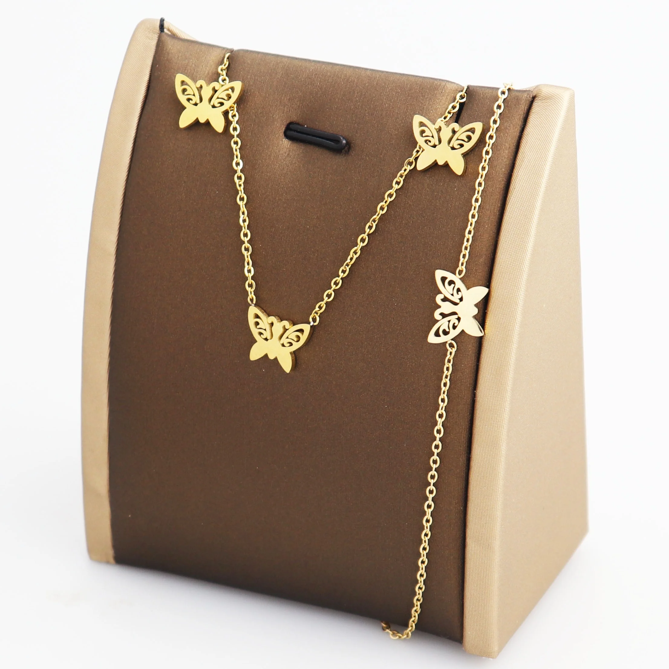 Fashion stainless steel jewelry Hollow butterfly necklace and earring jewelry women girl set plated gold jewelry set SN-S0034
Fashion stainless steel jewelry Hollow butterfly necklace and earring jewelry women girl set plated gold jewelry set SN-S0034